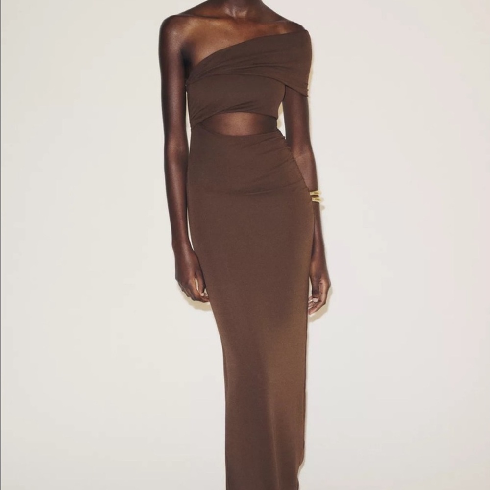 NWT Zara Asymmetrical Cut Out Maxi Dress